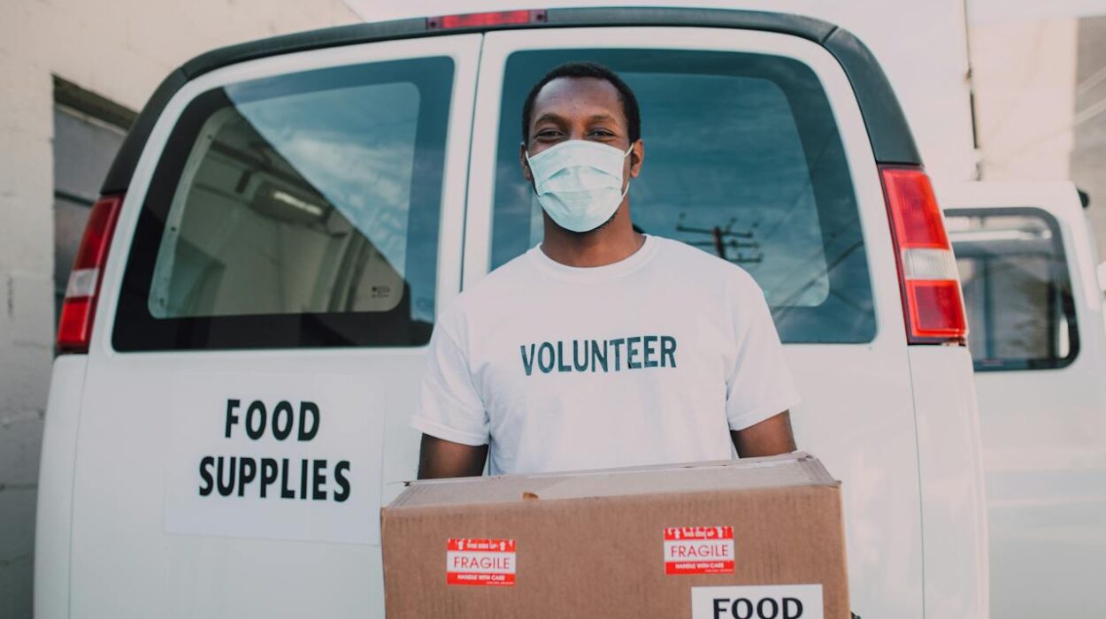 man working in food pantry